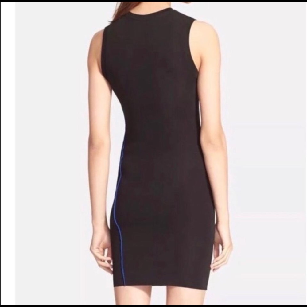 Alexander Wang Black Bodycon Dress with Blue Diagonal Stripe - Picture 2 of 3